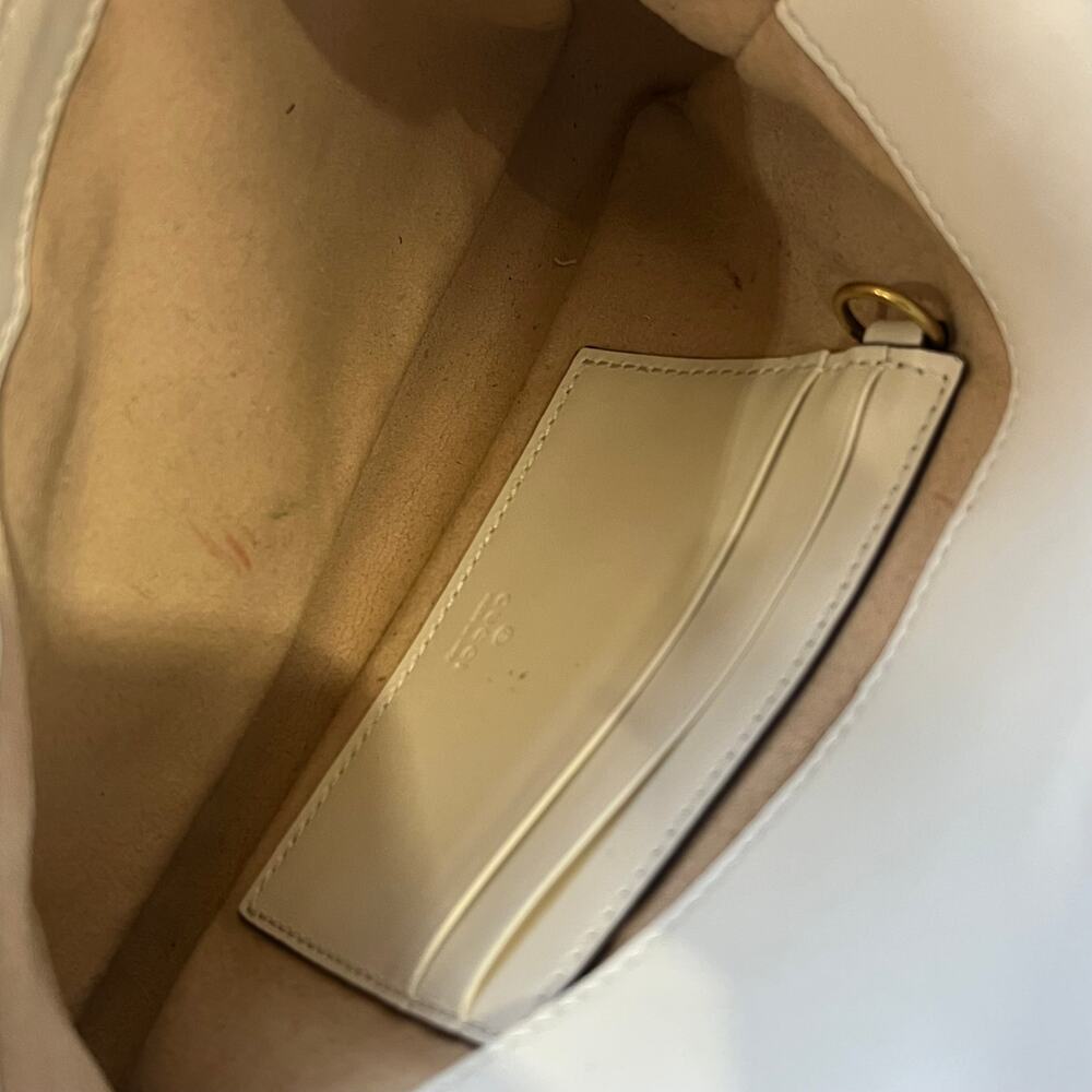 GUCCI Mini GG Marmont White Matelassé Calfskin Leather Shoulder Bag - Picture 5 of 11